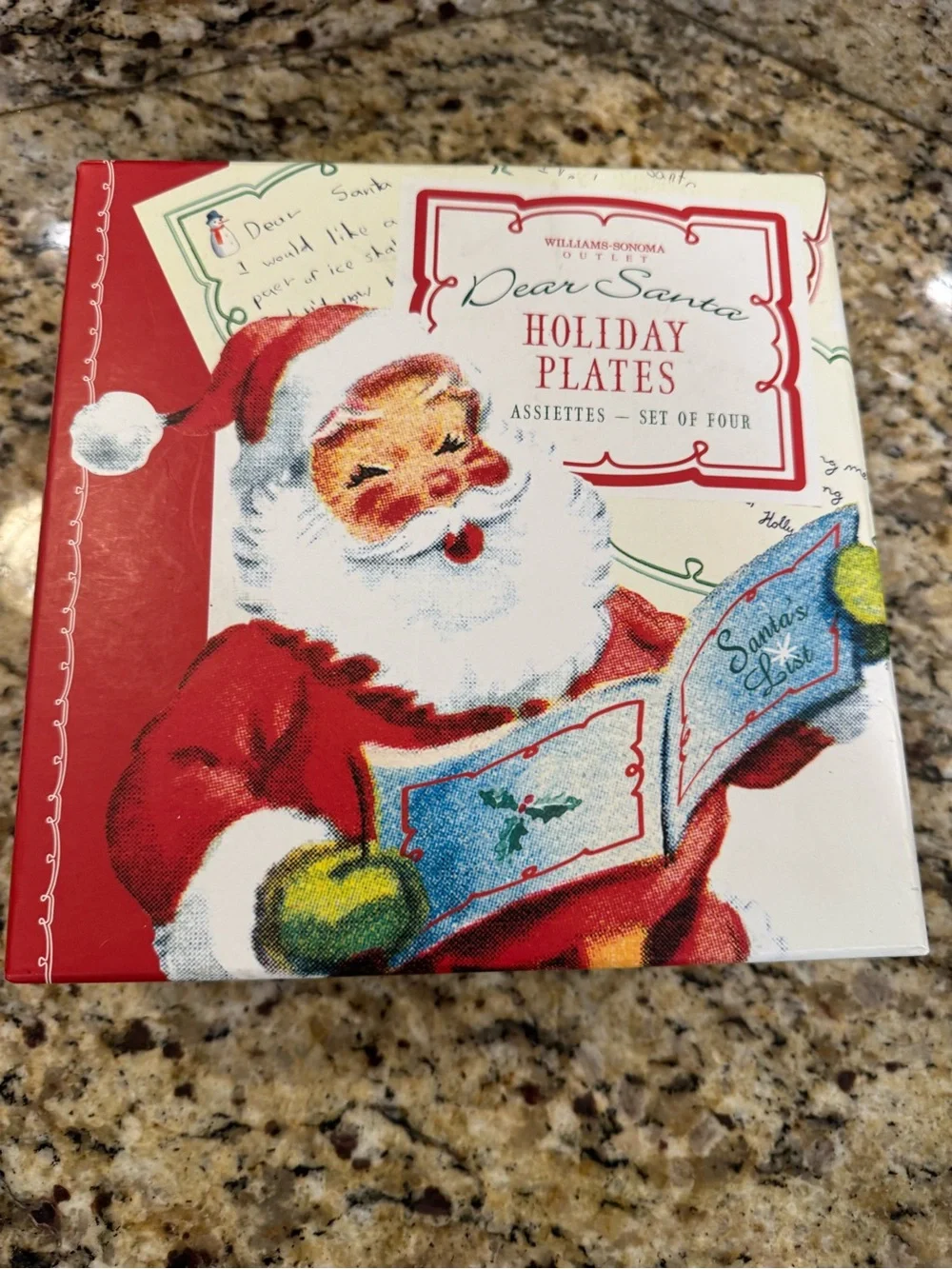Williams Sonoma dear Santa holiday plates set of 4 NEW